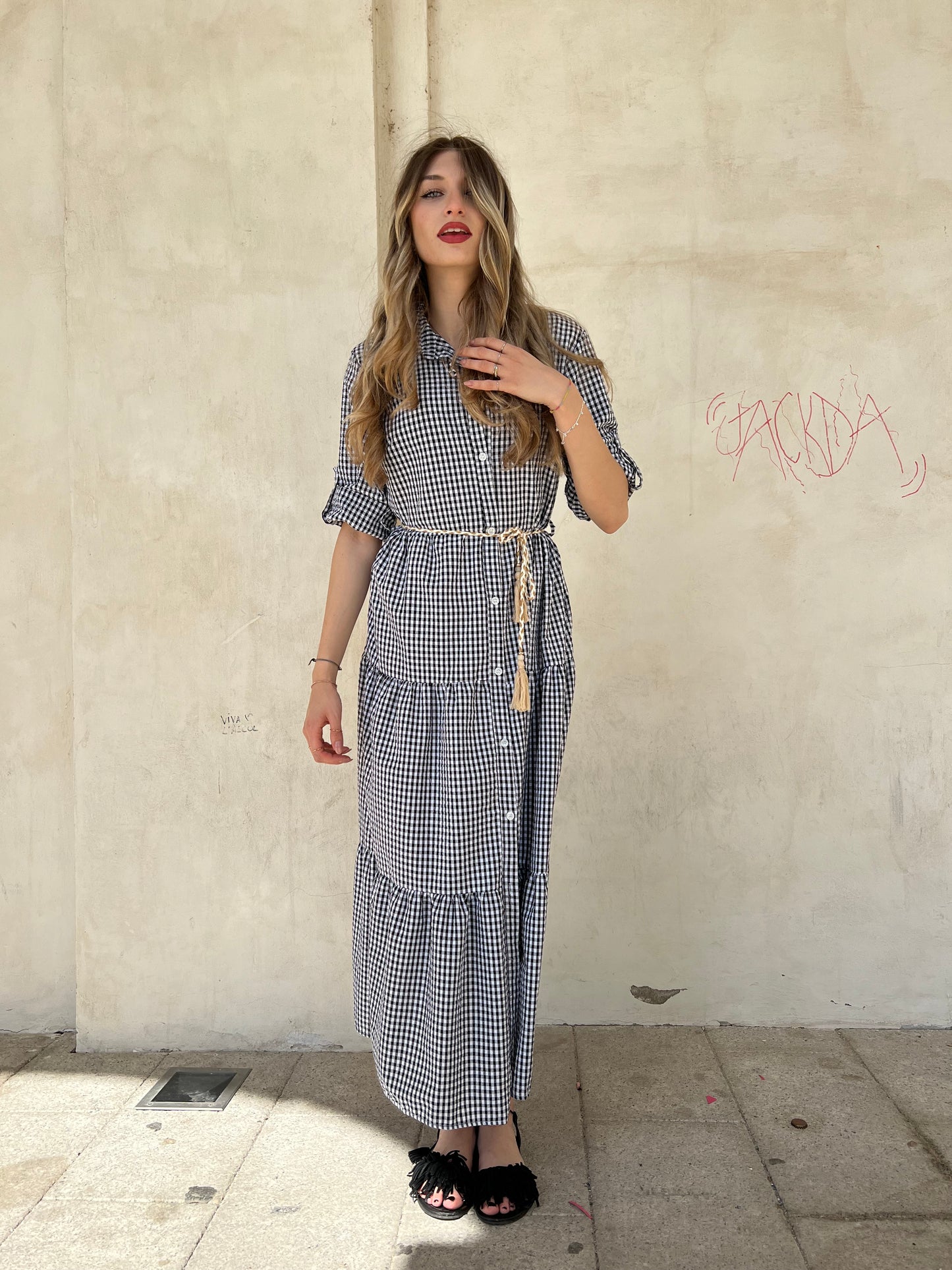LUCILLA ABITO A CHEMISIER VICHY Var.bianco / nero