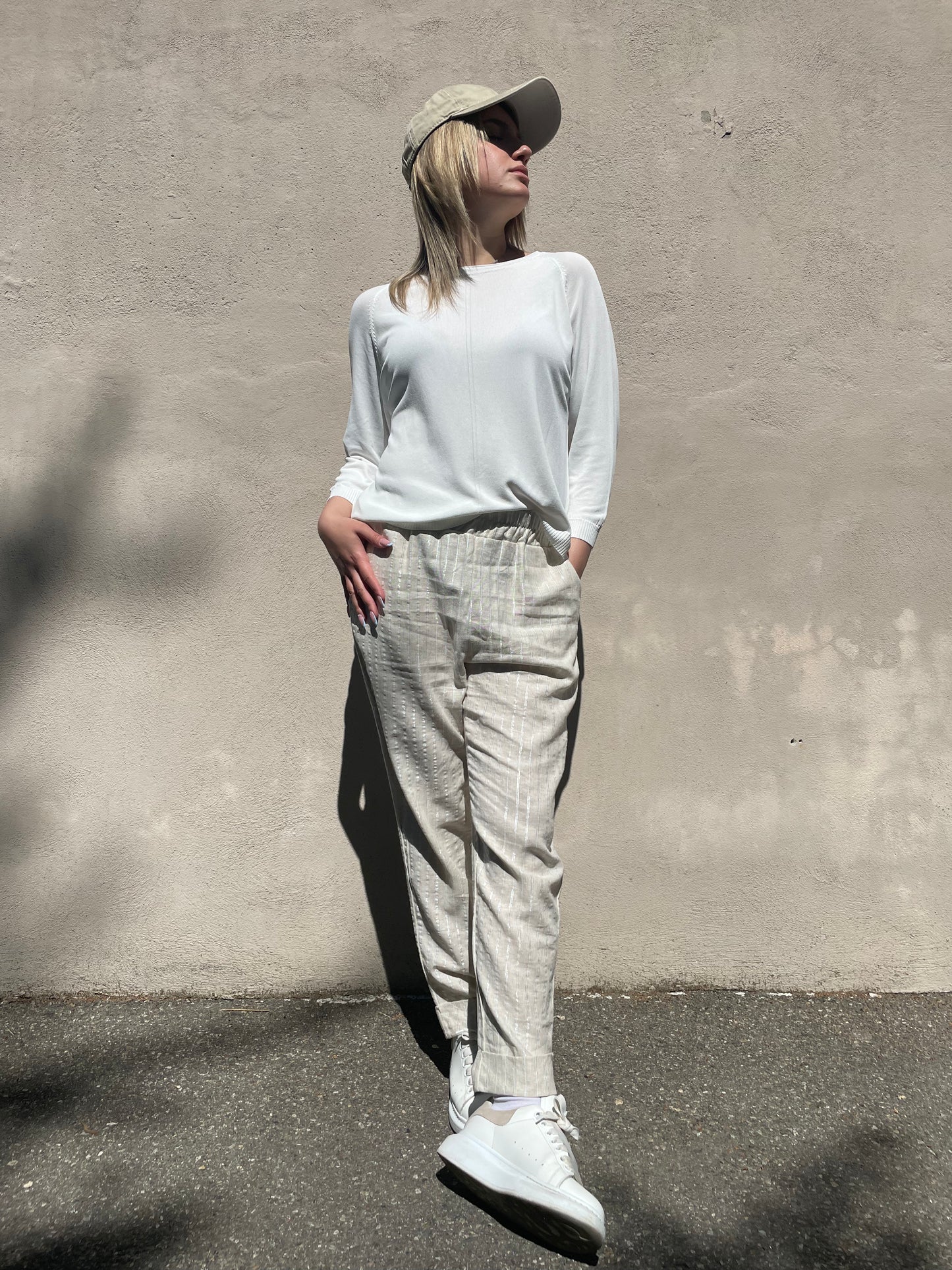 Pantaloni riga lurex