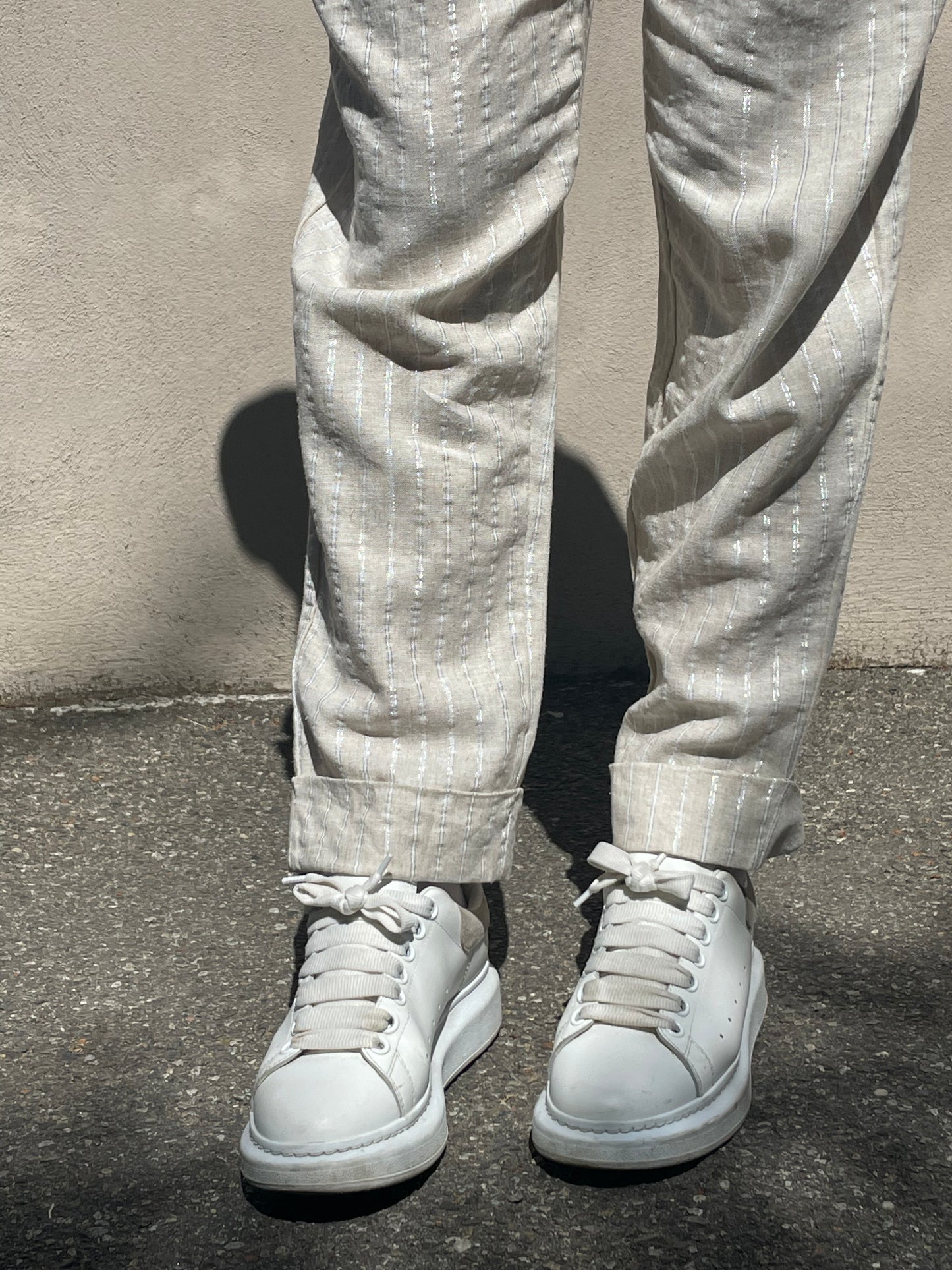 Pantaloni riga lurex