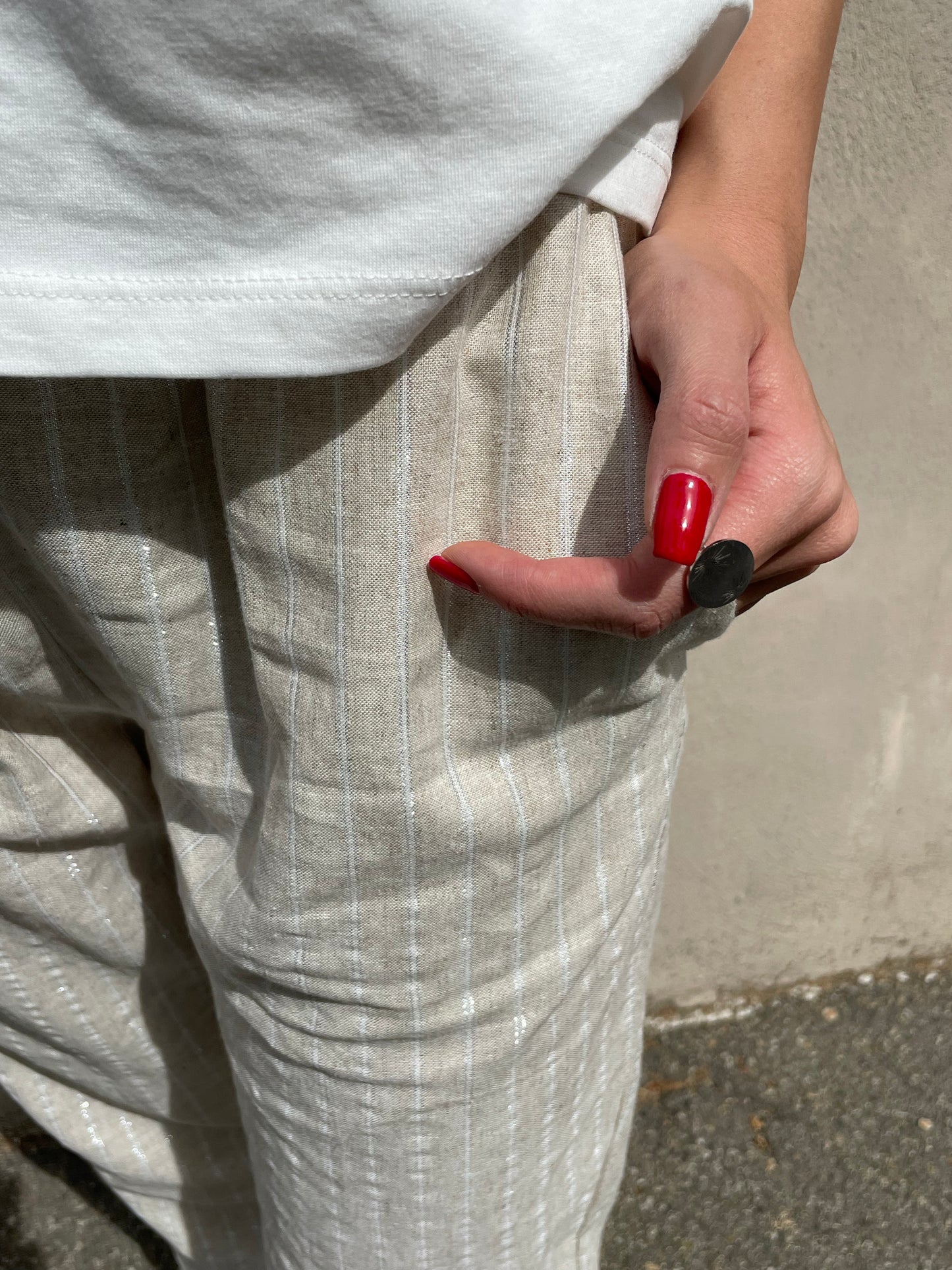 Pantaloni riga lurex
