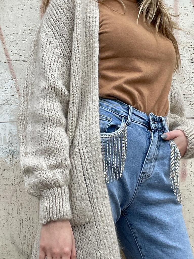 Jeans Frangia Cristalli