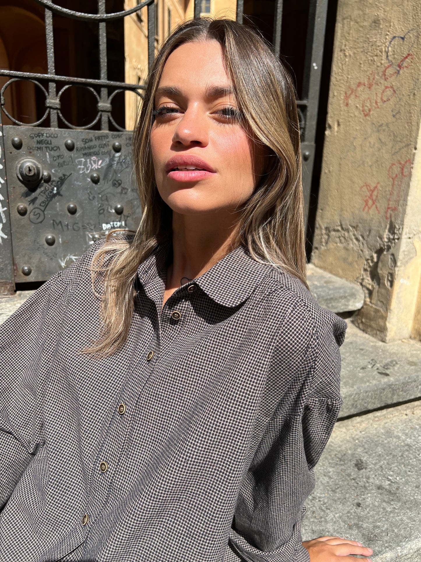 ERIN CAMICETTA QUADRETTINO BLU