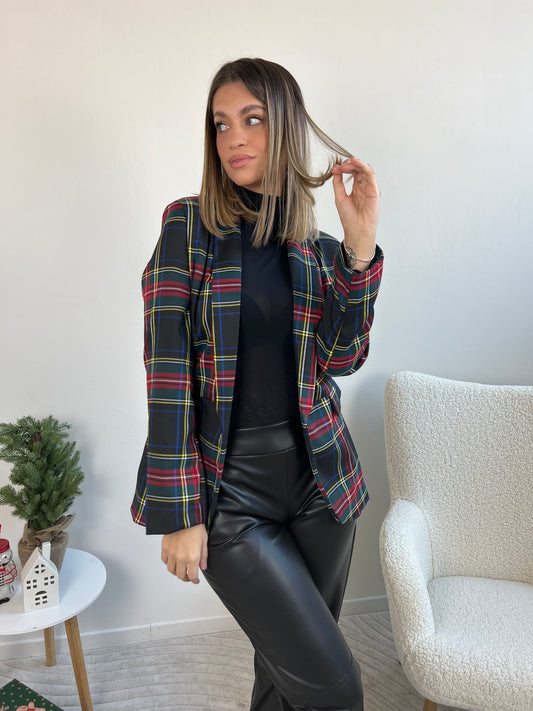 GIACCA TARTAN FONDO NERO