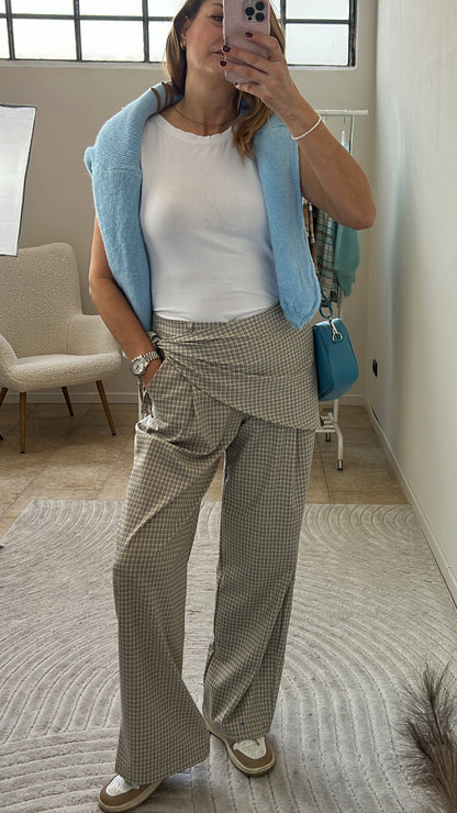 LIDSAY PANTALONE PALAZZO CON FOULARD TAGLIA L