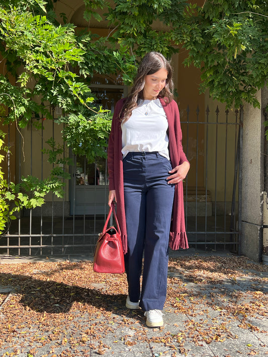ILENIA PANTALONI WIDE LEG BLU NOTTE TAGLIA S