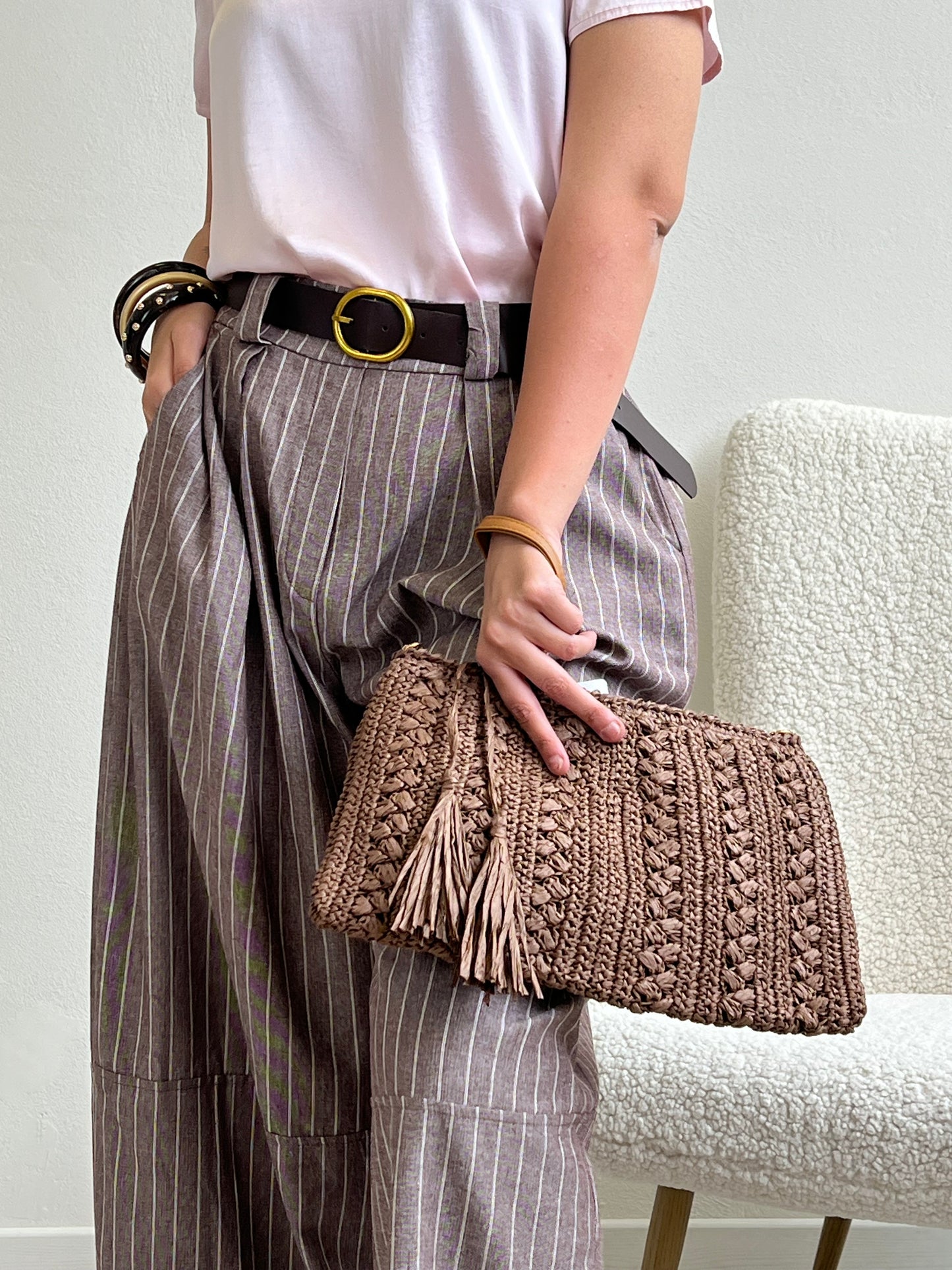 JOLIE PANTALONE GESSATO NOCE