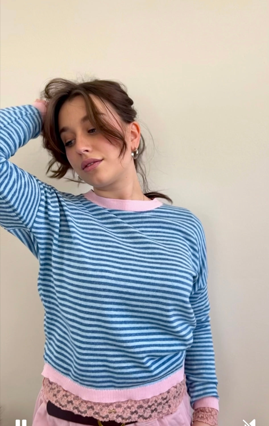 LIA MAGLIA IN PIZZO ROSA