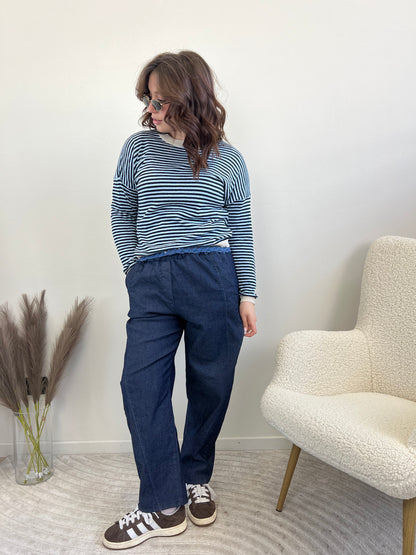 ETIOPIA MAGLIONE RIGA BLU & AZZURRO