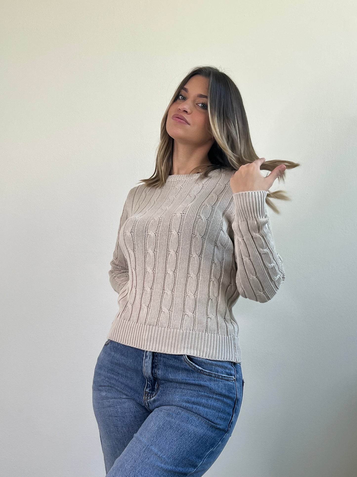 PULLOVER TRECCIA BEIGE
