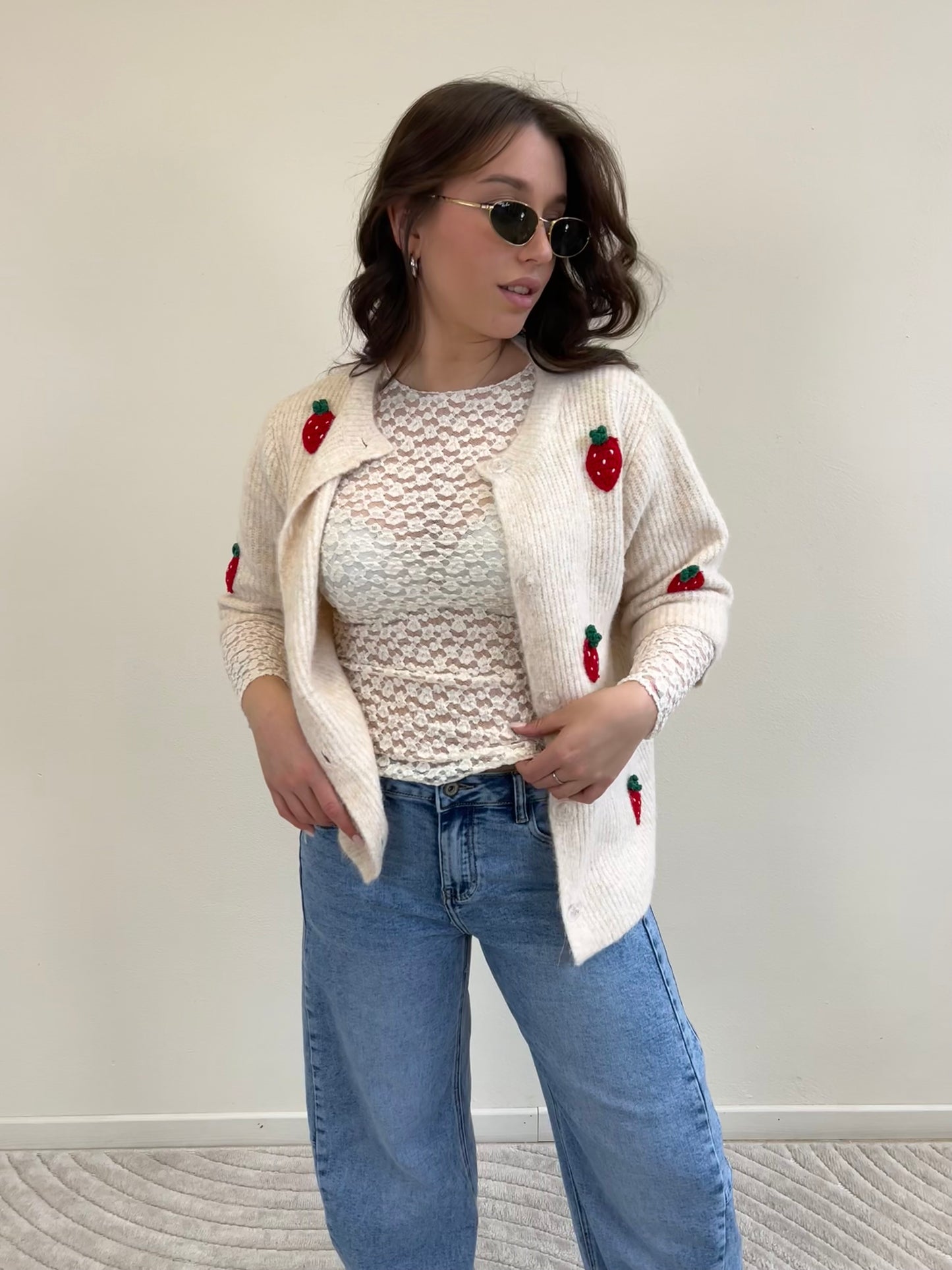 MAGLIA IN PIZZO PANNA