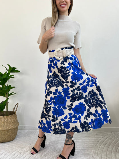 SIVIGLIA GONNA LONGUETTE FIORI BLU
