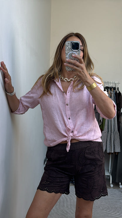 CAMICIA IN LINO ROSA