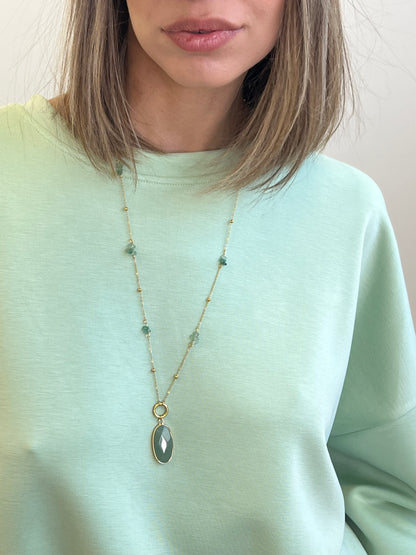 COLLANA QUARZ PENDENTE VERDE