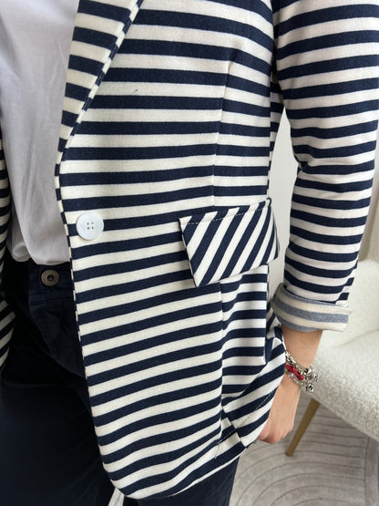 BLAZER IN FELPA VAR.BLU E BIANCO TG.S
