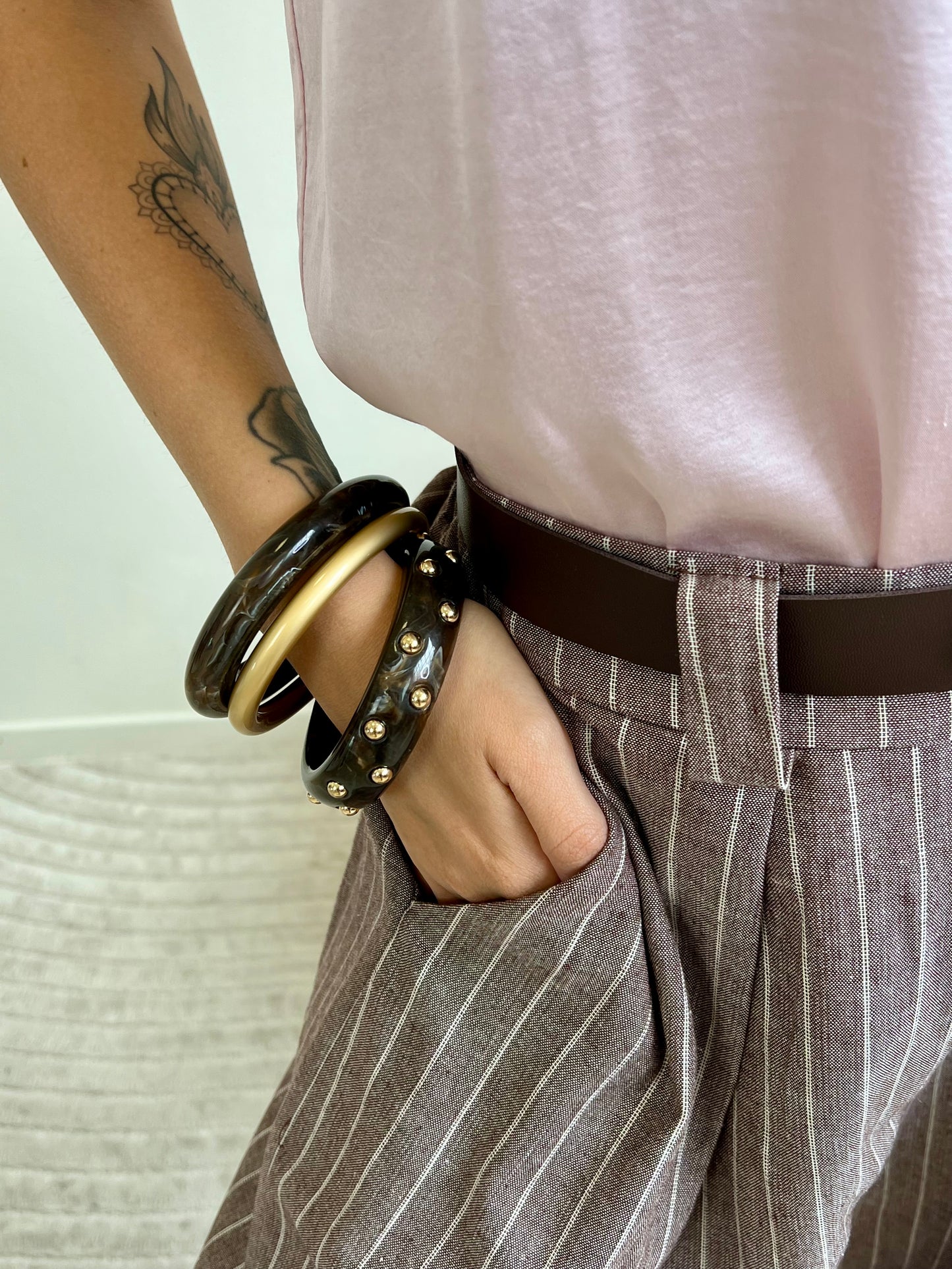 JOLIE PANTALONE GESSATO NOCE