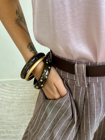 JOLIE PANTALONE GESSATO NOCE