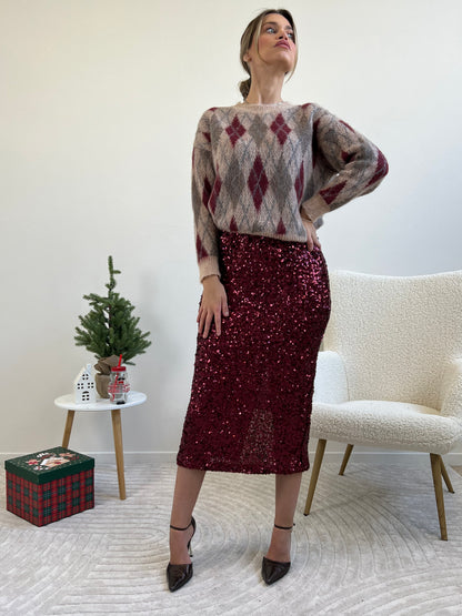 LONGUETTE PAILLETTES BORDEAUX