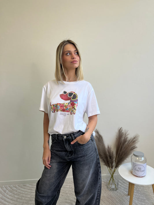 T.SHIRT BASSOTTO BIANCO