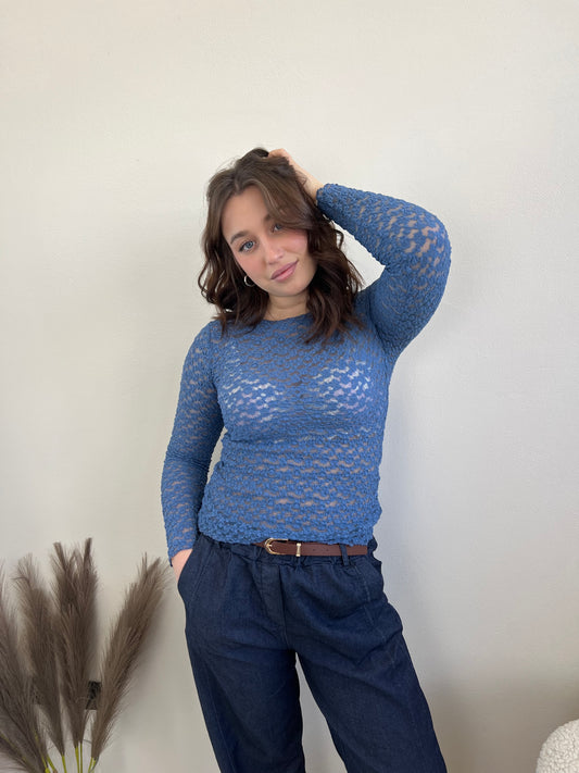 LIA MAGLIA IN PIZZO BLU AVIO