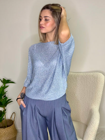 ZEN PULLOVER LUREX AZZURRO