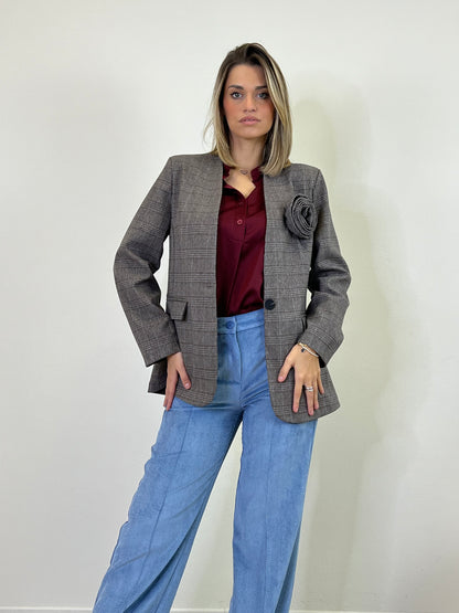 PANTALONI IN VELLUTO A COSTE AZZURRO CARTA DA ZUCCHERO TG.S