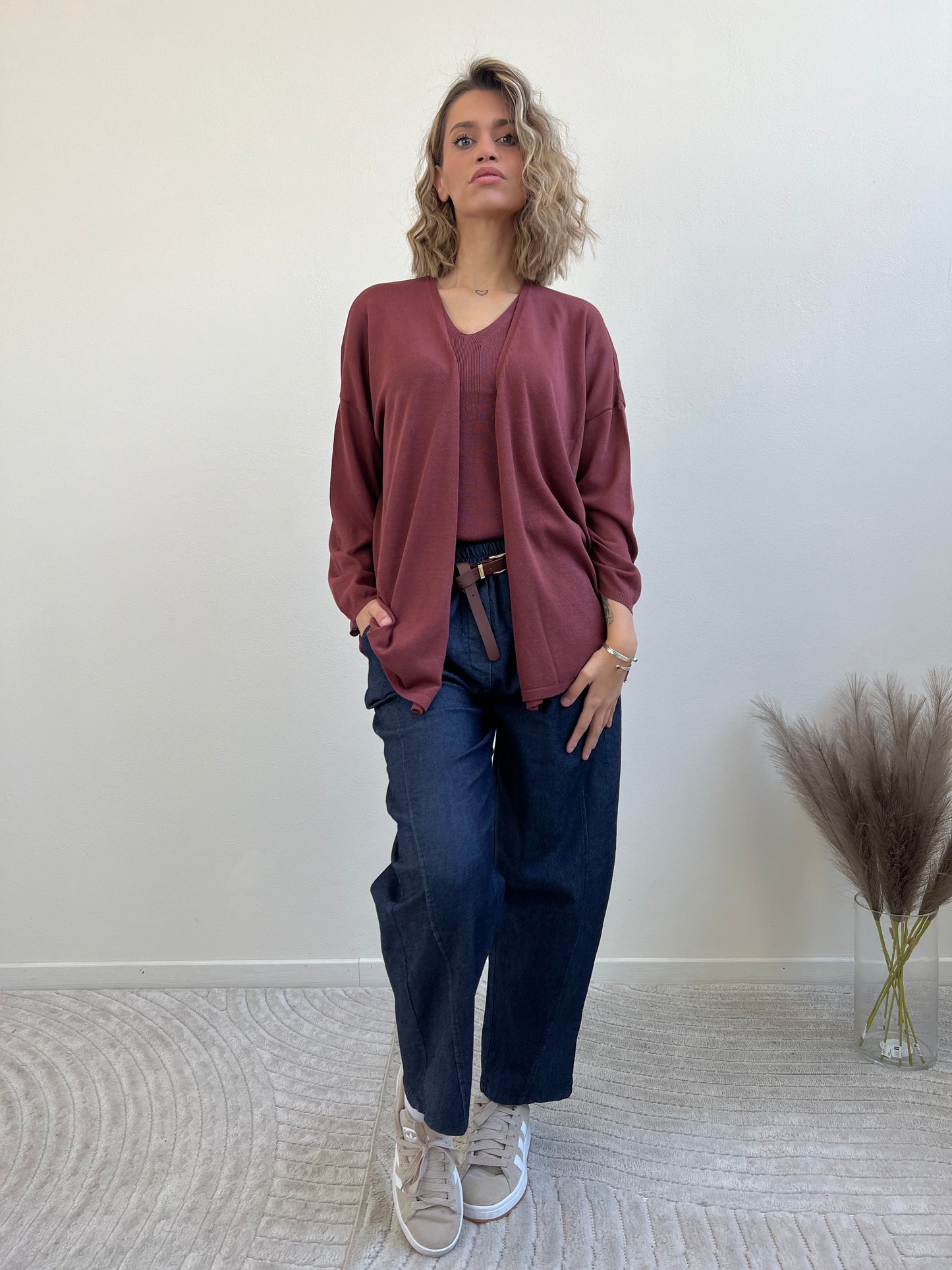 AMBRA CARDIGAN ROSSO INDIA