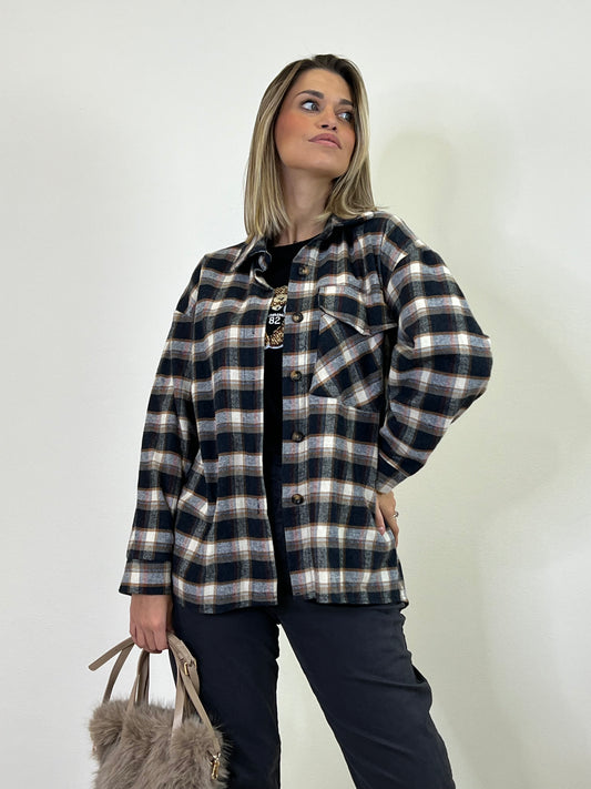 COLORADO CAMICIA IN FLANELLA ANTRACITE /PANNA/BORDEAUX
