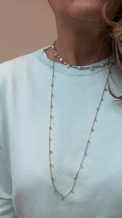 COLLANA GIROCOLLO PERLE VERDE ACQUA