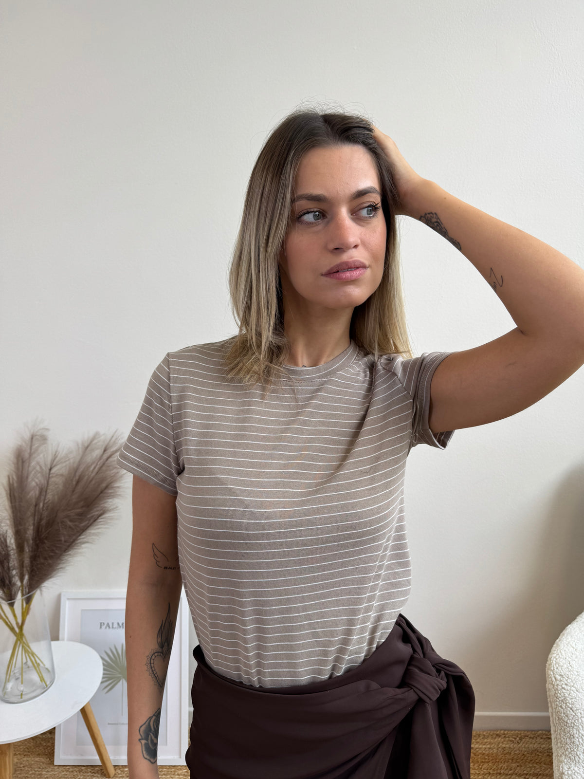 T.SHIRT NINA RIGA ECRÙ E BIANCO