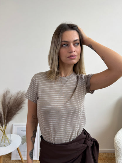 T.SHIRT NINA RIGA ECRÙ E BIANCO
