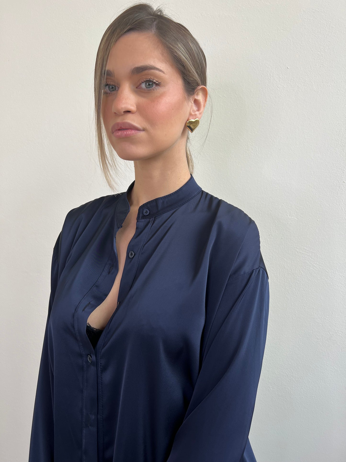 ASTRA BLUSA SATIN BLU NOTTE