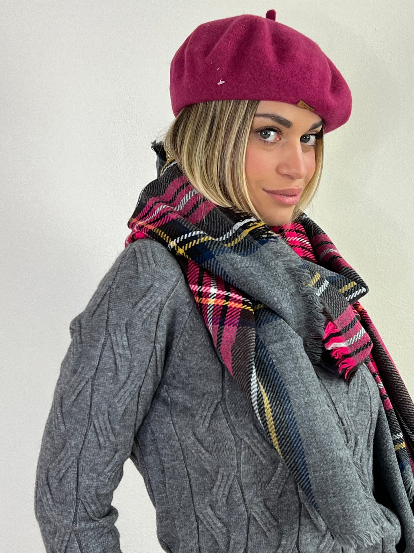 SCIARPA TARTAN GRIGIO /FUCSIA
