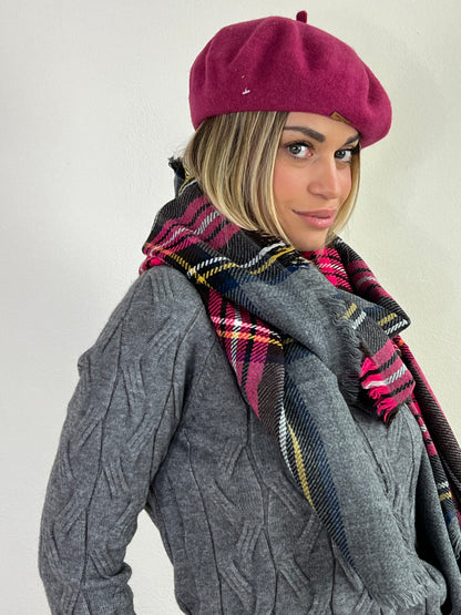 SCIARPA TARTAN GRIGIO /FUCSIA