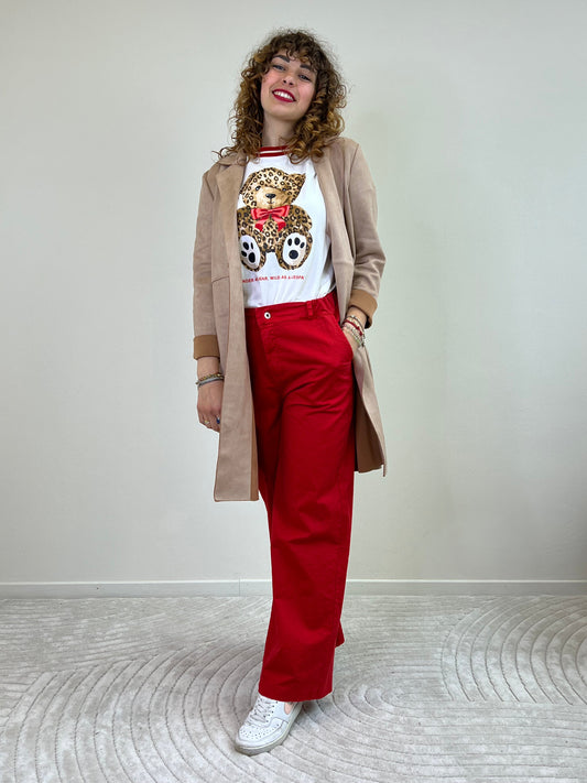 LONDON pantaloni wide leg rosso taglia M