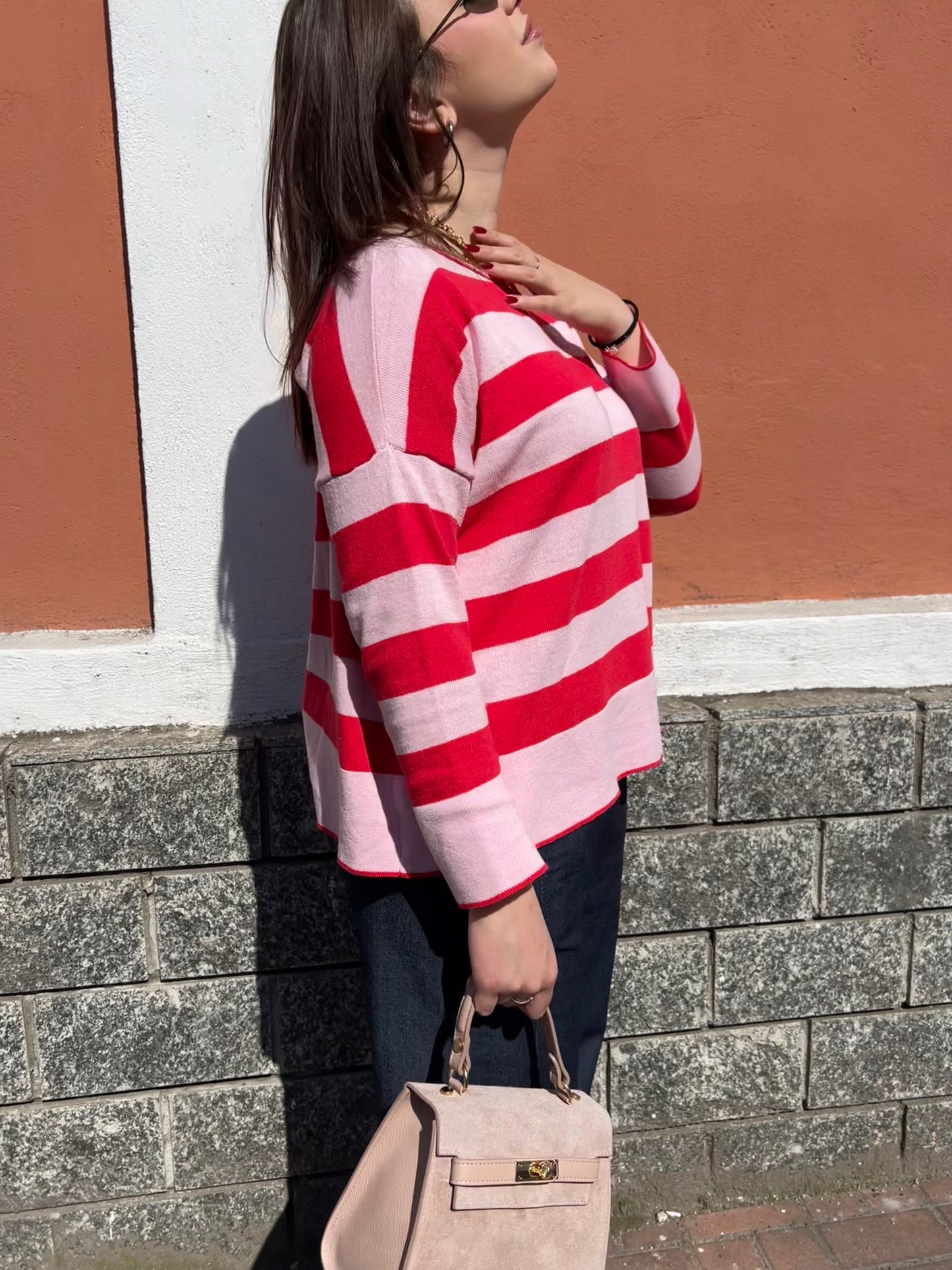 GUENDALINA MAGLIA RIGONI CIPRIA & ROSSO FRAGOLA