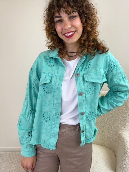 GIUBBINO DENIM SANGALLO TURCHESE