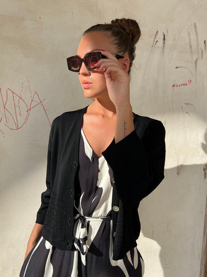 BEA CARDIGAN TRAFORATO NERO