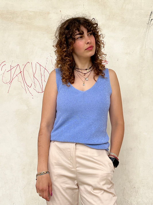 CANOTTA FILO LUREX AZZURRA