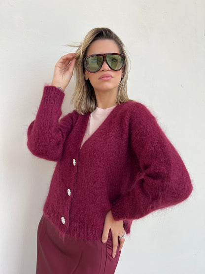 CLIO CARDIGAN MOHAIR BORGOGNA