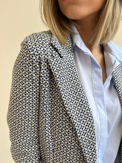 TAYLOR BLAZER JACQUARD TAGLIA L BLU & BIANCO