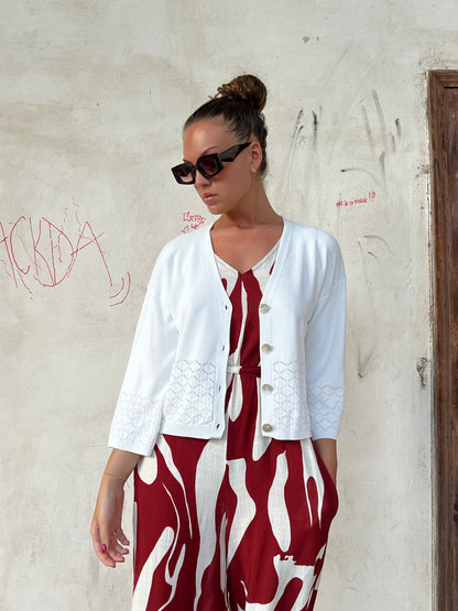 BEA CARDIGAN TRAFORATO BIANCO