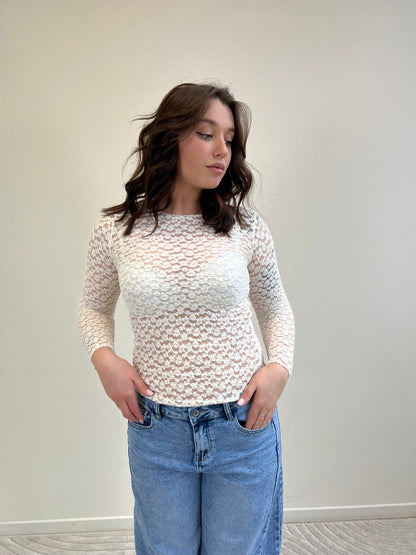 MAGLIA IN PIZZO PANNA