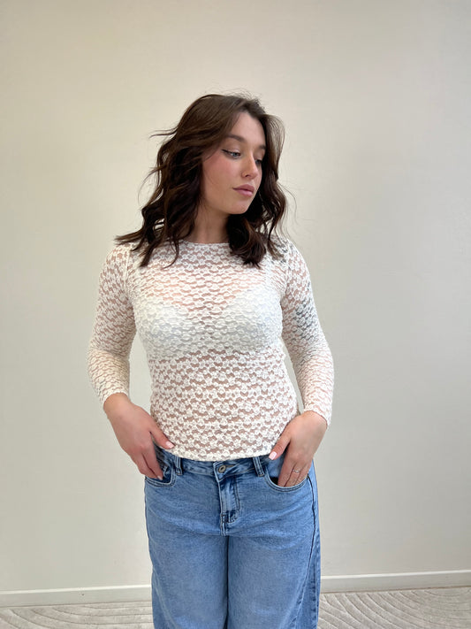 MAGLIA IN PIZZO PANNA