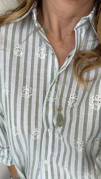 CAMICIA SANGALLO RIGA BIANCO VERDE