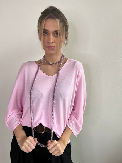 PULLOVER IN FILO ROSA