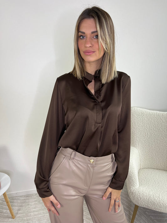 ASTRA CAMICIA RASO VAR.CIOCCOLATO