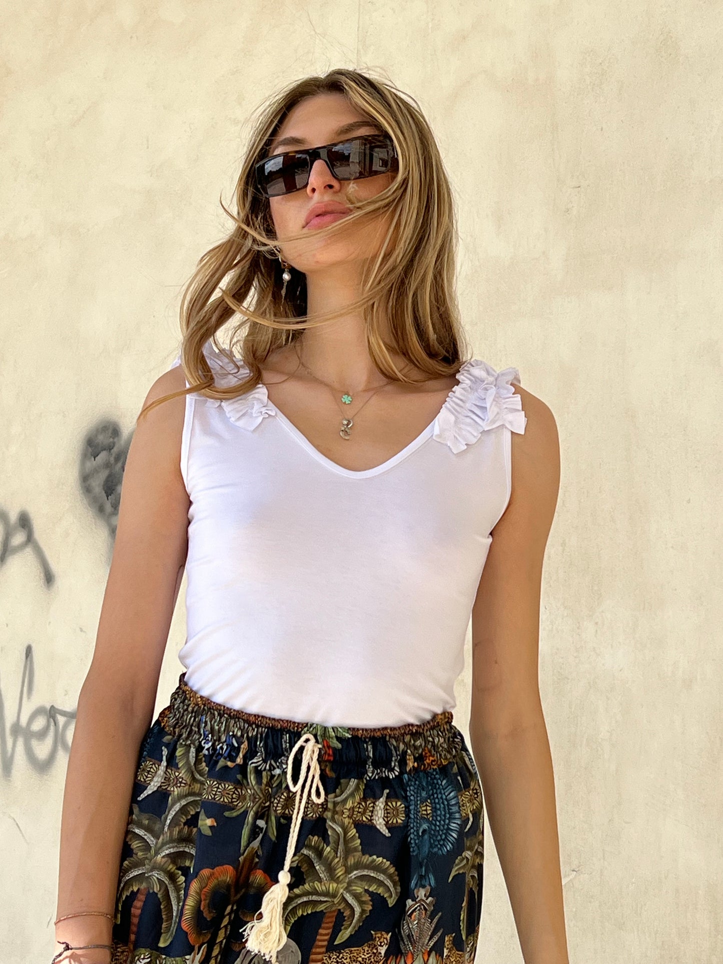 TOP CON ROUGE BIANCO