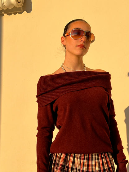 EMMA PULLOVER A SPALLE SCOPERTE BORDEAUX