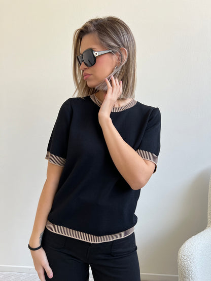 DANA PULLOVER NERO  E NOCCIOLA