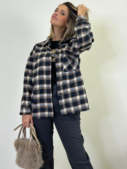 COLORADO CAMICIA IN FLANELLA ANTRACITE /PANNA/BORDEAUX